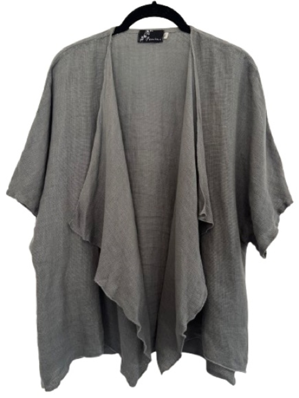 Fenini Grey Open Front Cardigan Lagenlook Minimalist Drapey